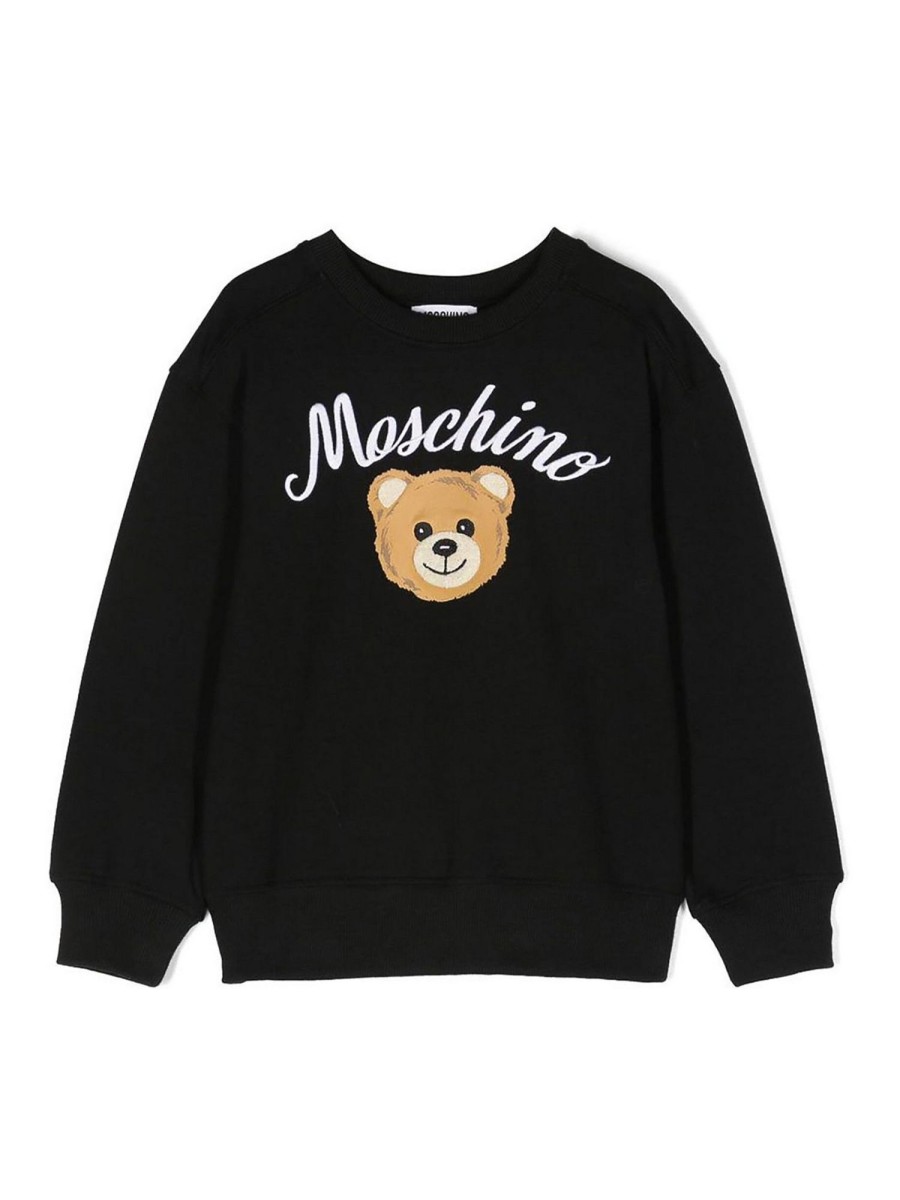 Bambino Moschino | Felpa Moschino In Cotone Nero Con Orsetto