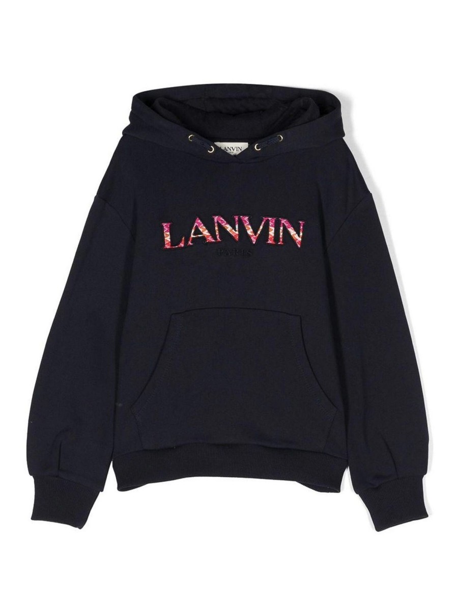 Bambino Lanvin | Felpa Lanvin Per Bambina In Cotone Blu Navy