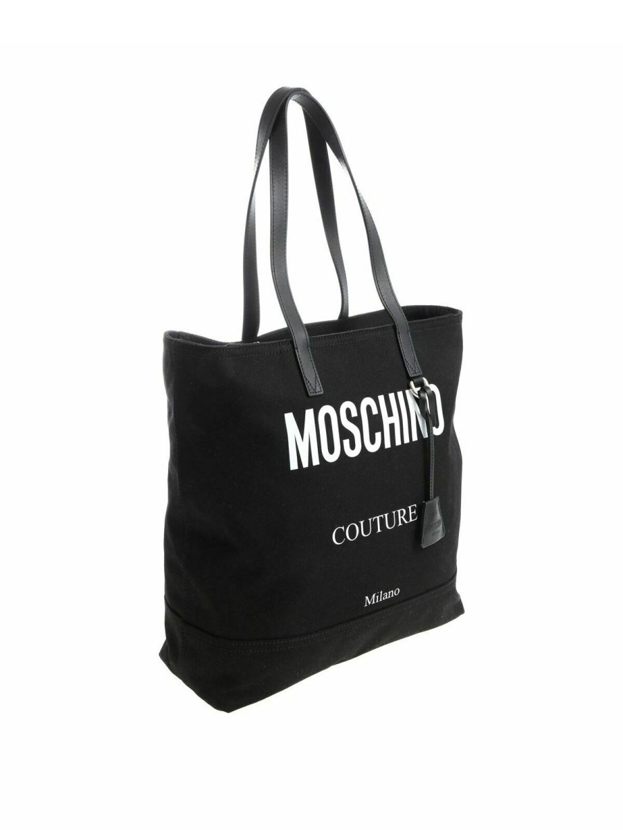 Uomo Moschino | Shopper In Tessuto Nero Logata