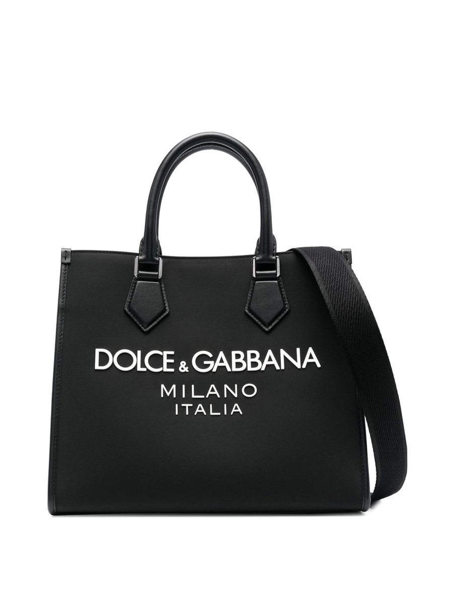 Uomo Dolce & Gabbana | Borsa In Pelle Con Logo Frontale