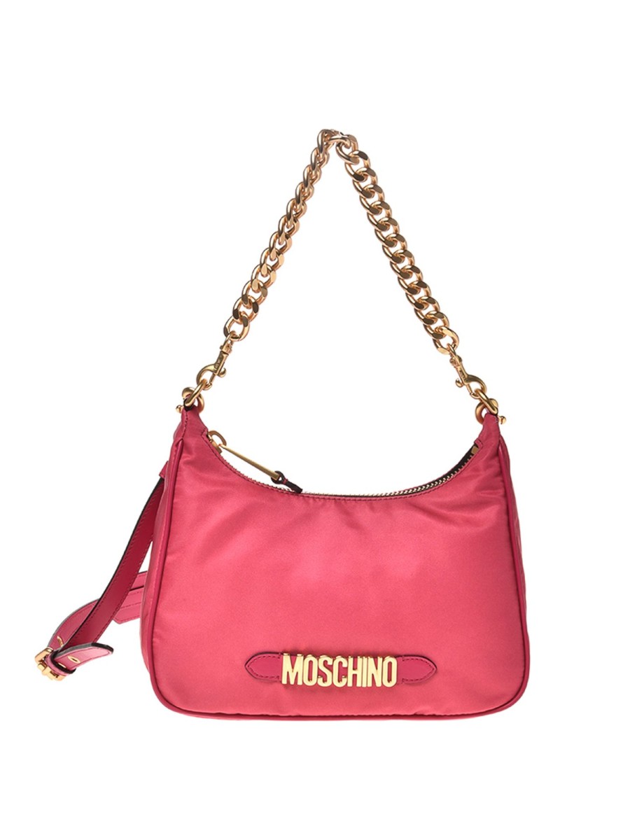 Uomo Moschino | Borsa In Nylon Con Lettere Metalliche