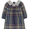 Bambino Bonpoint | Abito In Cotone Blu Tartan