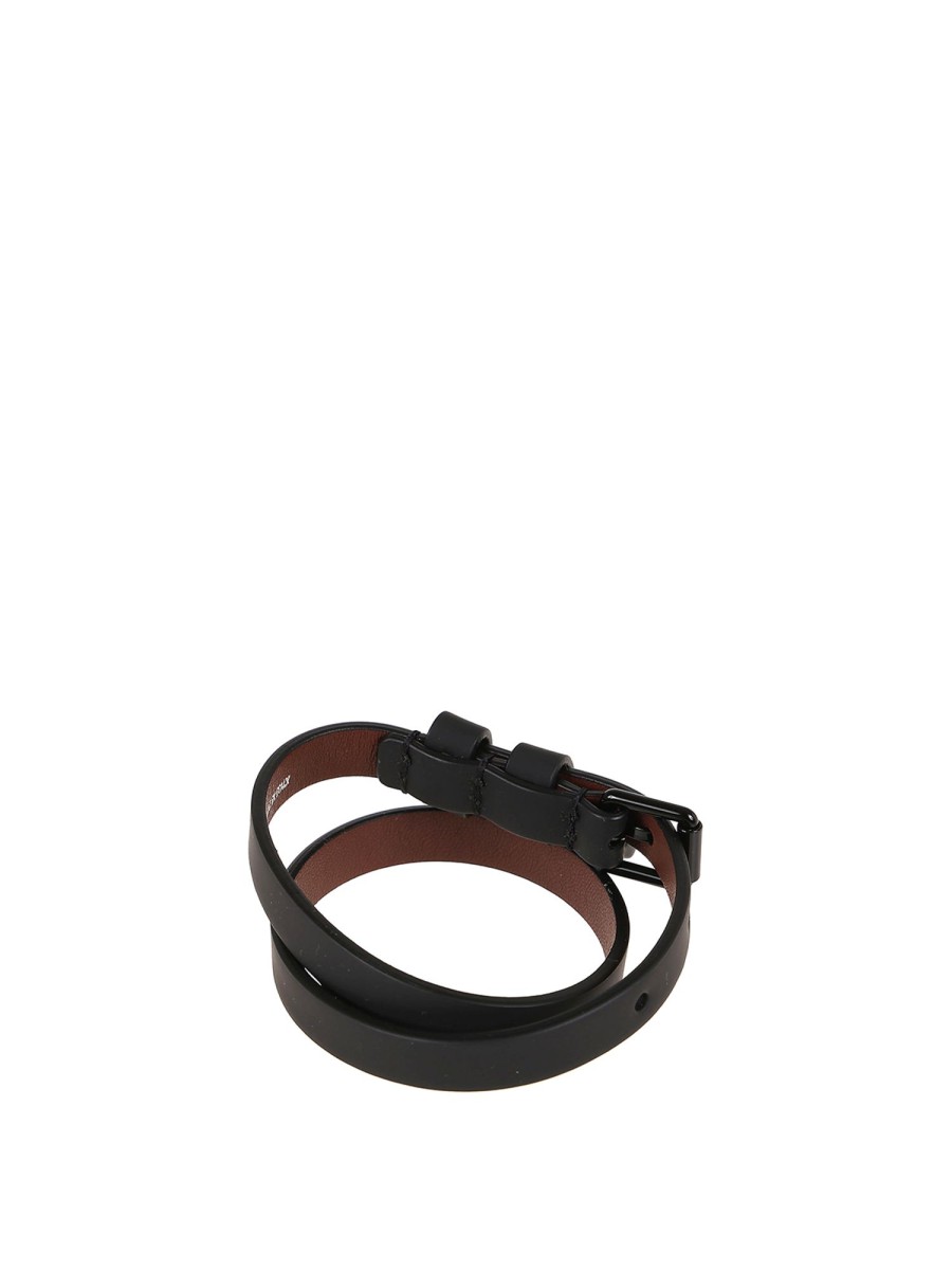 Uomo Alexander Mcqueen | Bracciale In Pelle Con Teschio