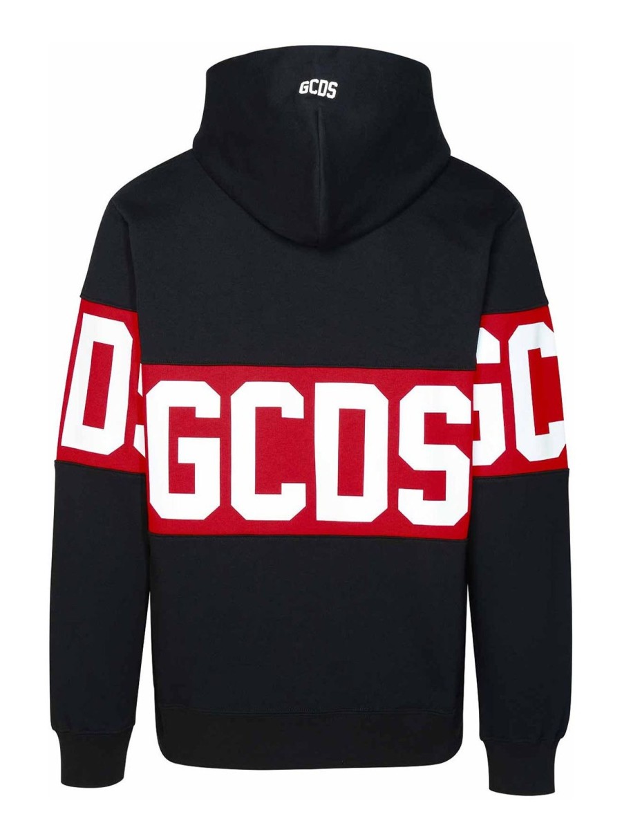 Uomo Gcds | Felpa Con Cappuccio E Fascia Logo