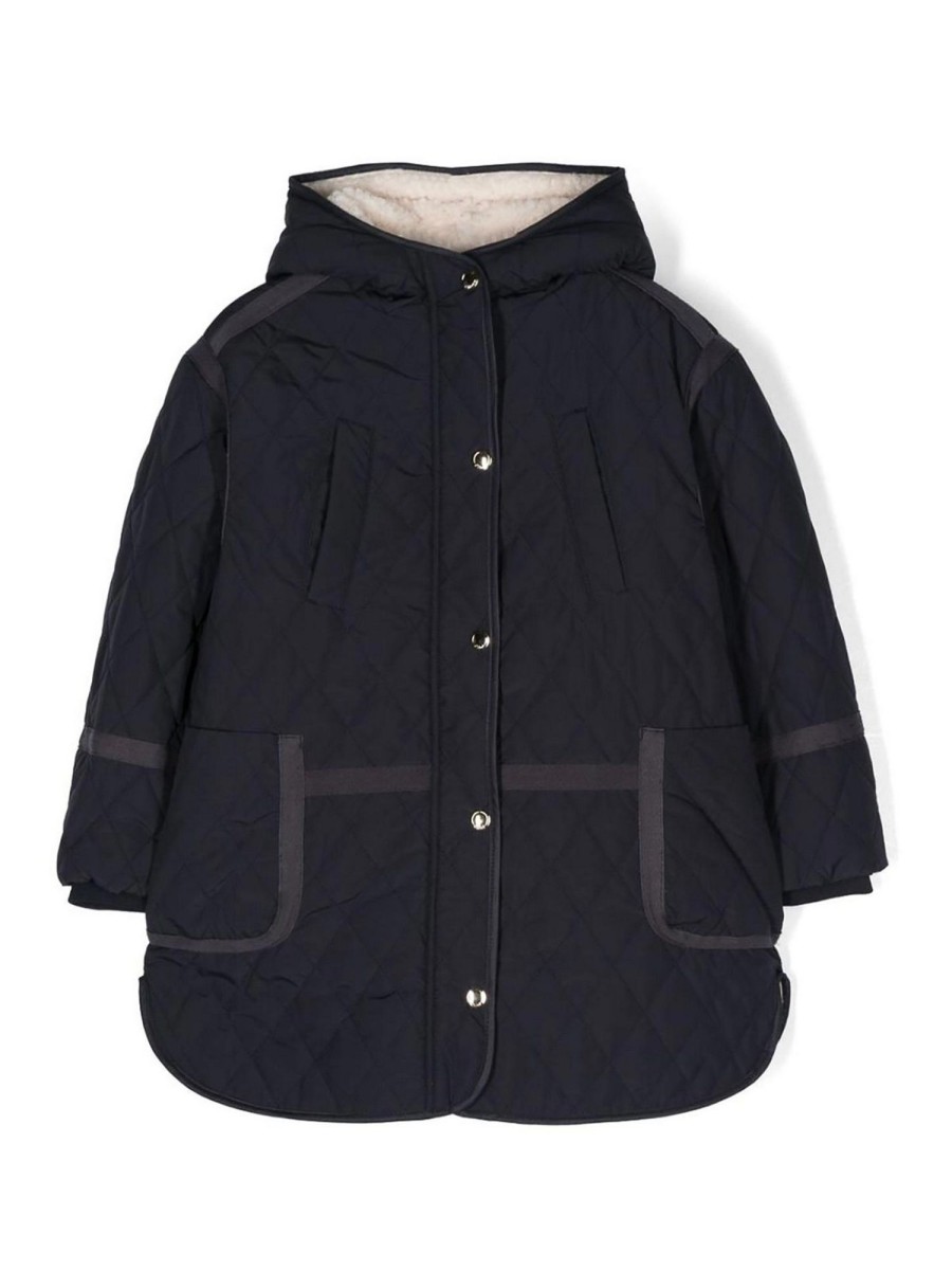 Bambino Chloe' | Giacca Imbottita Blu Navy Con Cappuccio