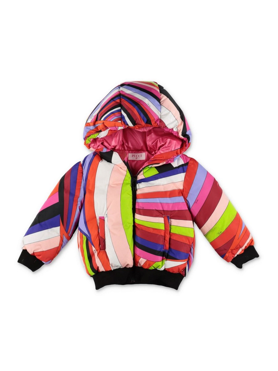 Bambino Emilio Pucci | Giacca In Piuma Di Nylon Con Stampa Astratta