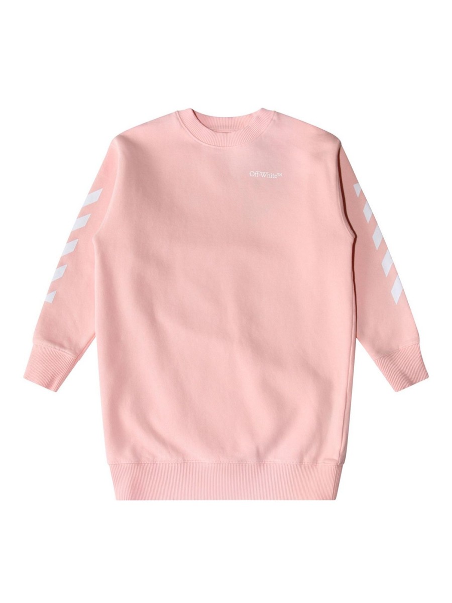 Bambino Off-White | Vestito In Cotone Rosa