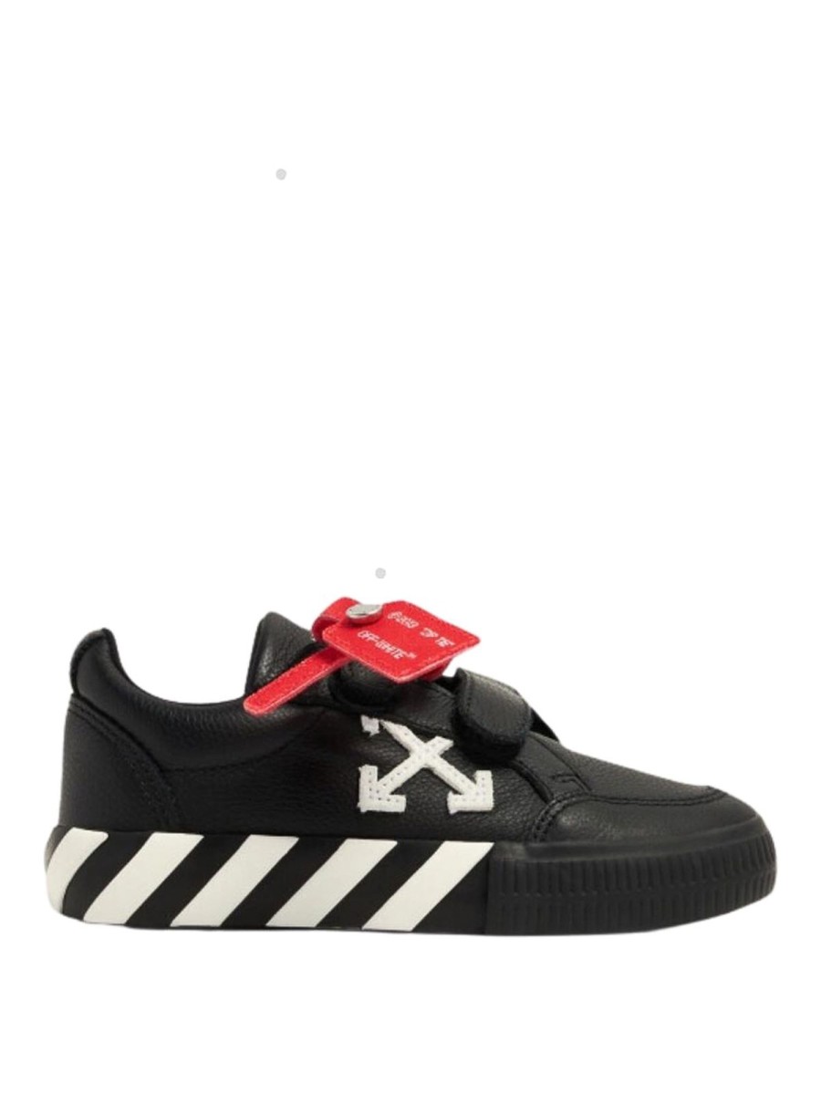 Bambino Off-White | Sneaker In Pelle Vulcanizzata Con Velcro