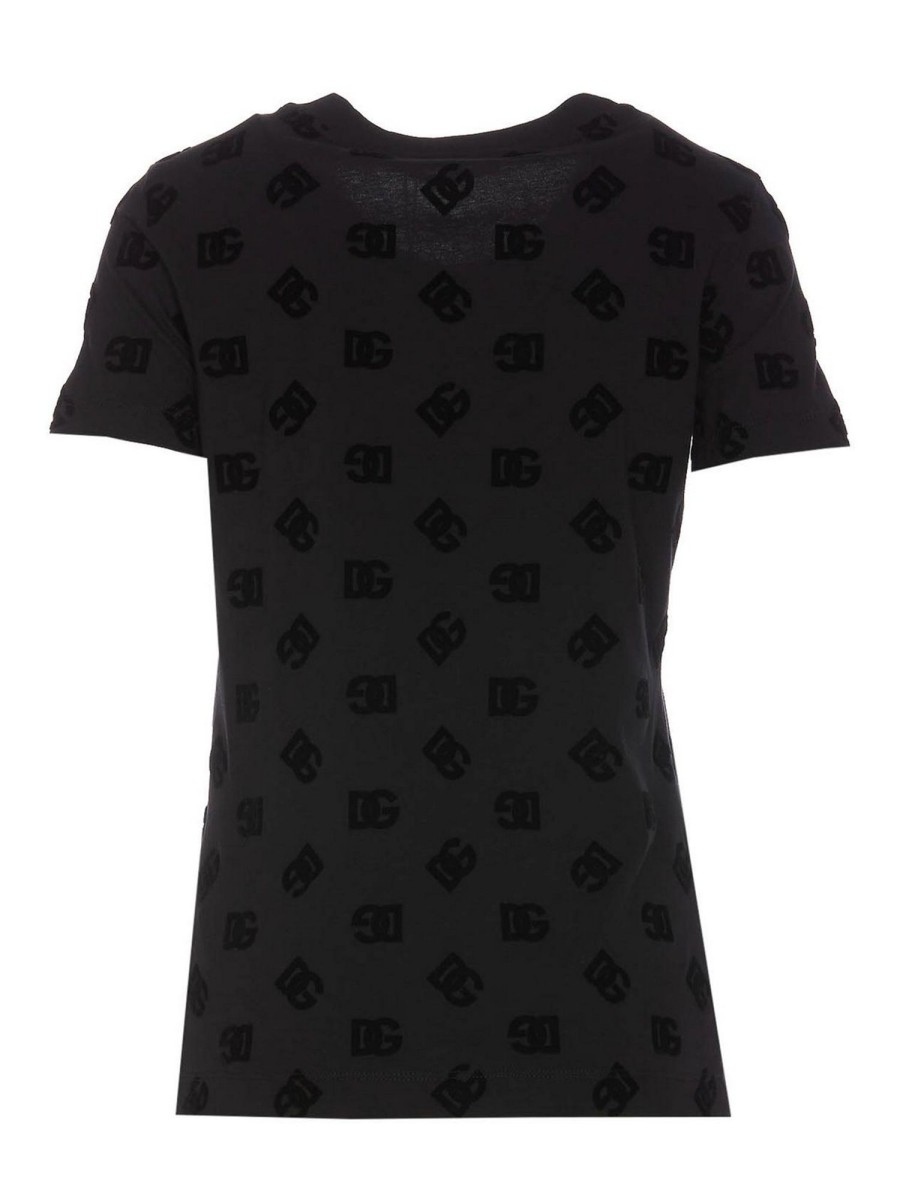 Danna Dolce & Gabbana | T-Shirt Con Logo Dg Floccato All Over