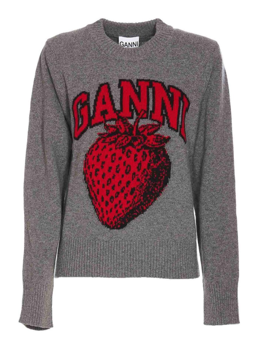 Danna Ganni | Maglione Con Scollo A O Con Grafica Fragola