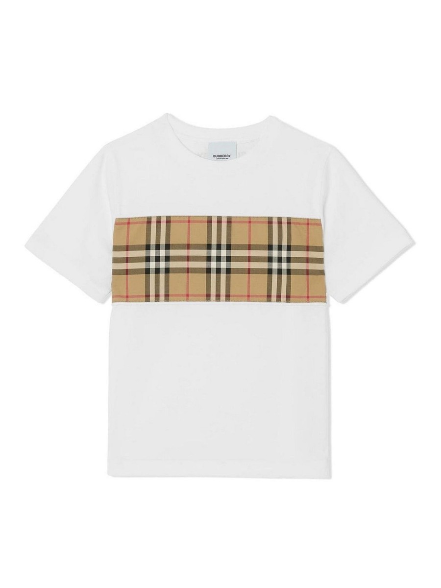 Bambino Burberry | T-Shirt Con Fascia A Quadri Cedar