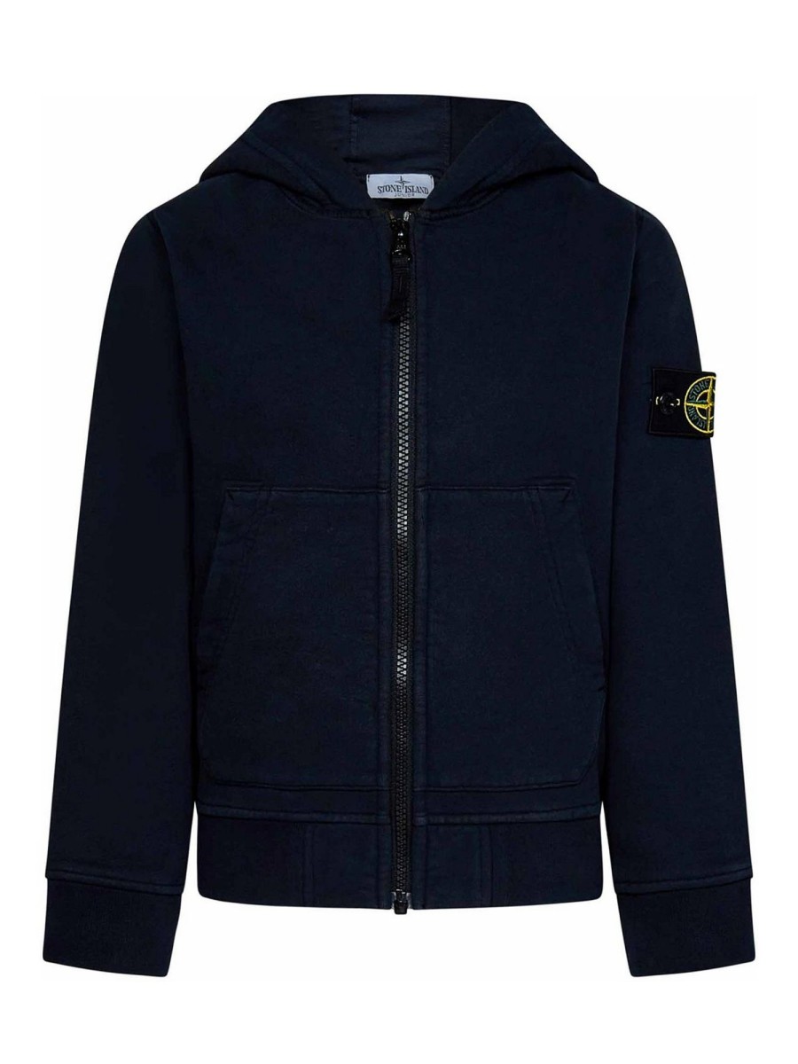 Bambino Stone Island | Felpa Con Cappuccio Con Zip