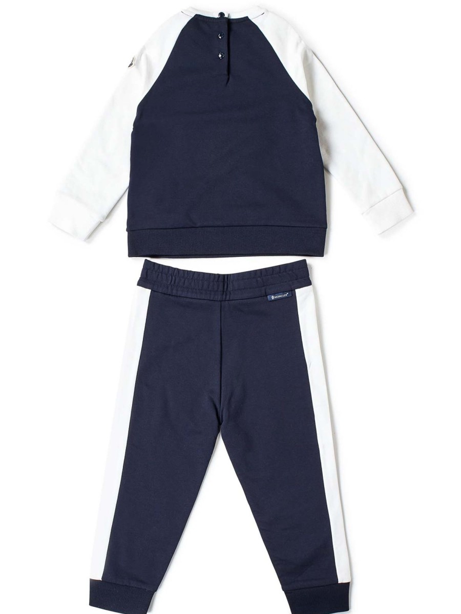 Bambino Moncler Jr | Set In Felpa Di Cotone Blu Navy