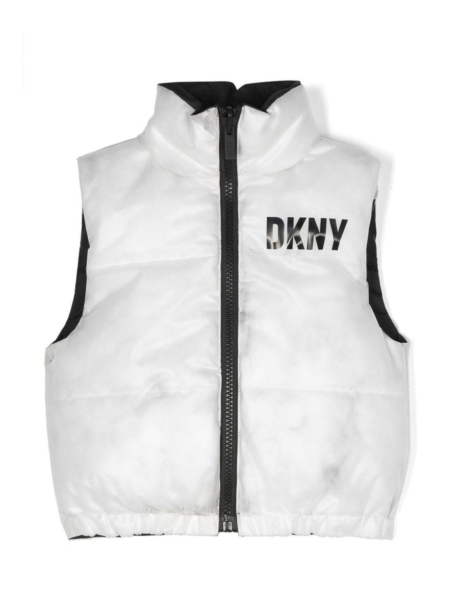 Bambino Dkny | Gilet Da Bambina Reversibile In Nylon