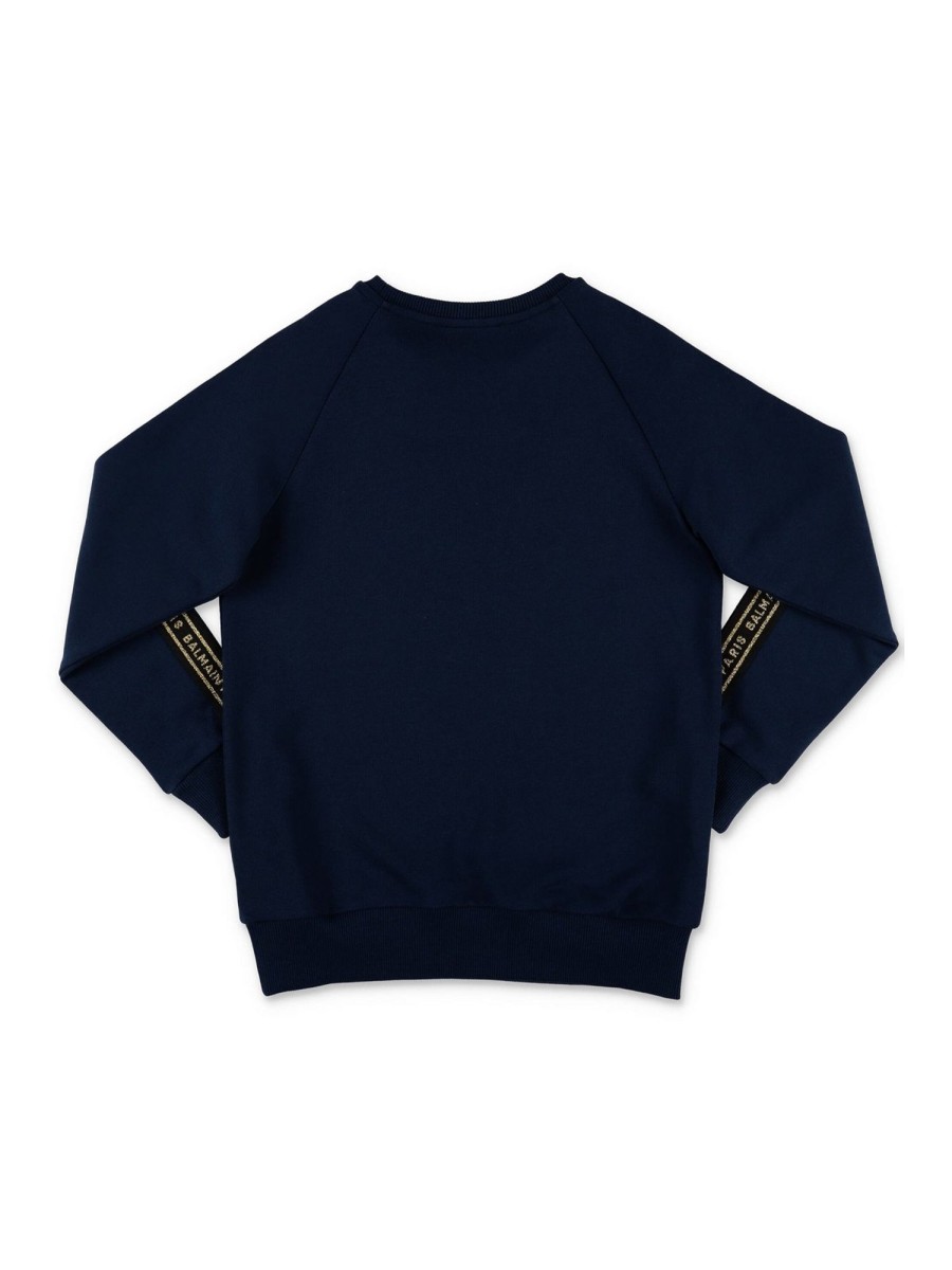 Bambino Balmain | Felpa Balmain Per Bambina In Cotone Blu Navy