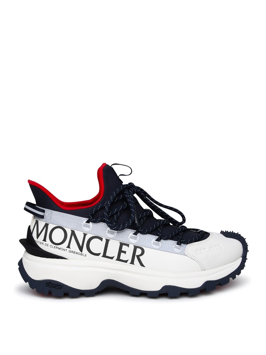 Uomo Moncler | Sneaker Trail Grip In Poliammide Bianca E Blu