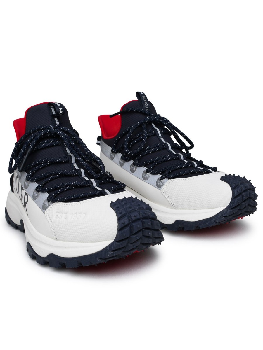 Uomo Moncler | Sneaker Trail Grip In Poliammide Bianca E Blu