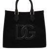 Uomo Dolce & Gabbana | Shopper In Canvas Con Logo In Pelle