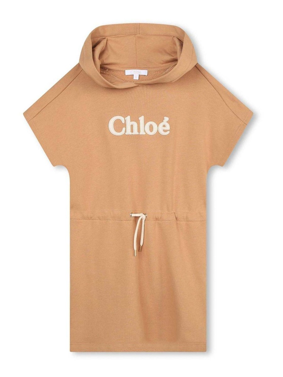 Bambino Chloe' | Felpa In Cotone Beige Con Cappuccio