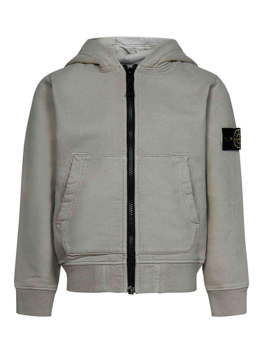 Bambino Stone Island | Felpa Con Cappuccio In Cotone