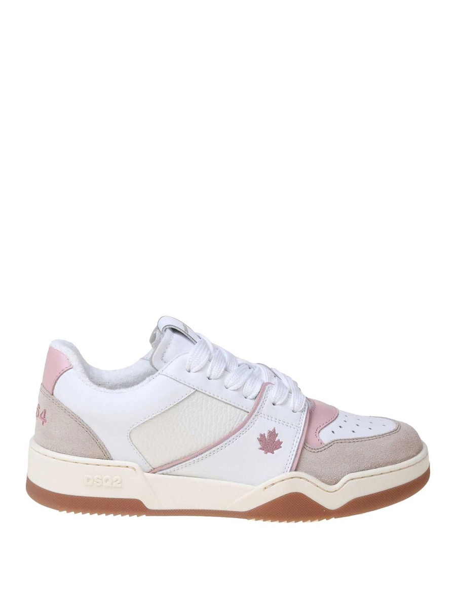 Danna Dsquared2 | Sneakers In Pelle E Camoscio Bianco E Rosa