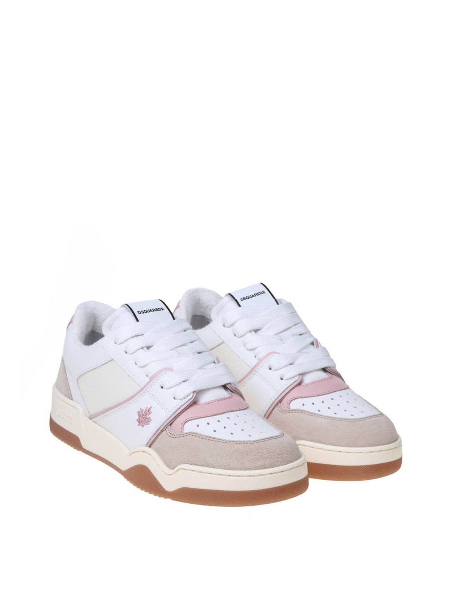 Danna Dsquared2 | Sneakers In Pelle E Camoscio Bianco E Rosa