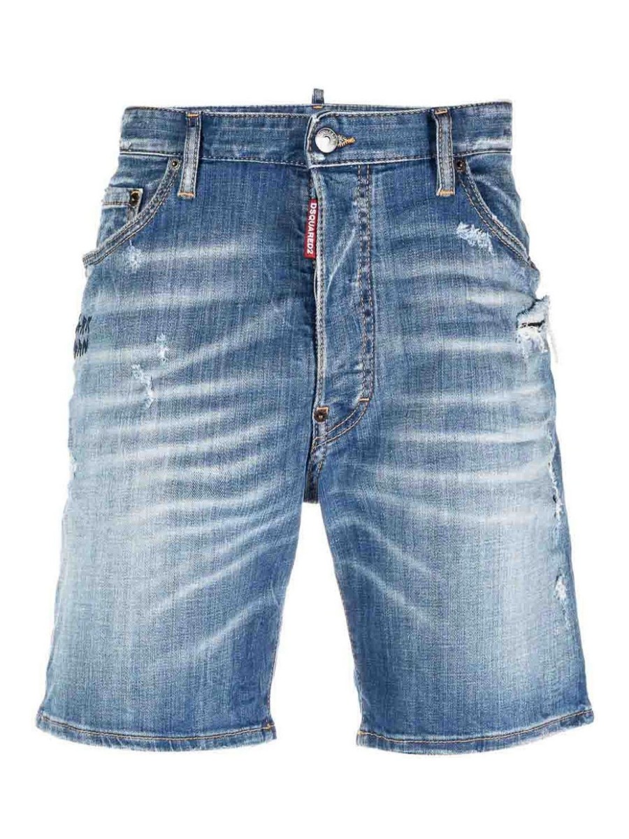 Uomo Dsquared2 | Shorts In Denim Marino