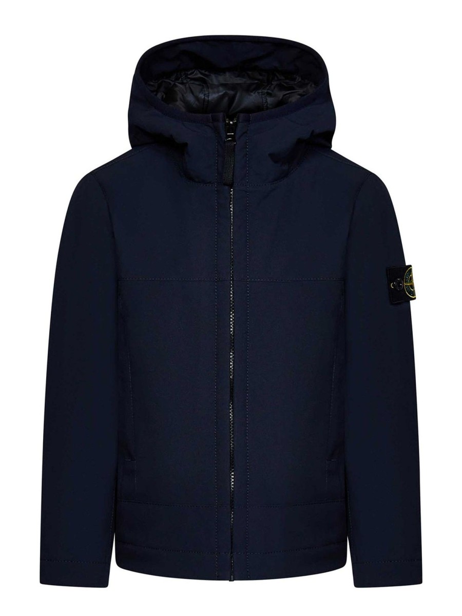 Bambino Stone Island | Giacca Con Cappuccio Blu Navy Per Ragazzi