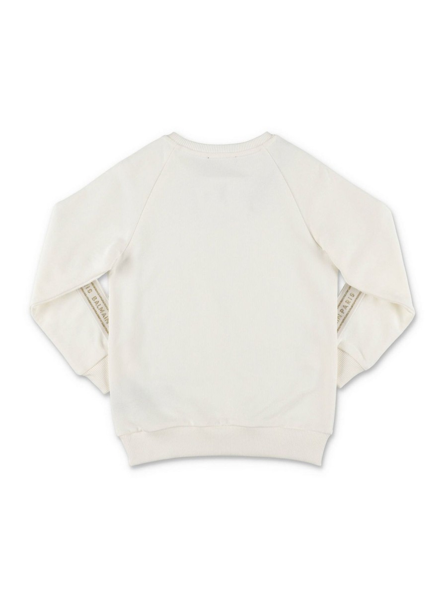 Bambino Balmain | Felpa Balmain Per Bambina In Cotone Bianco