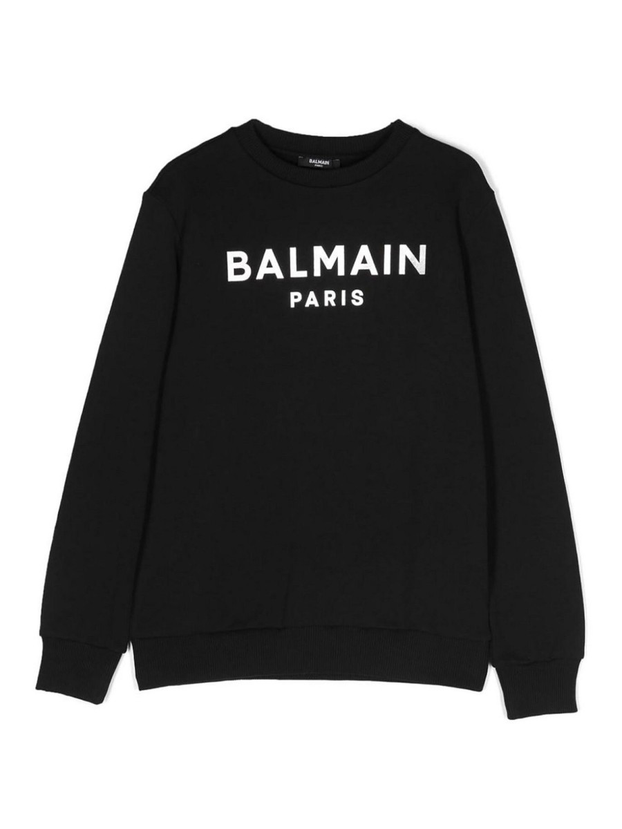 Bambino Balmain | Felpa Balmain Per Bambina In Cotone Nero