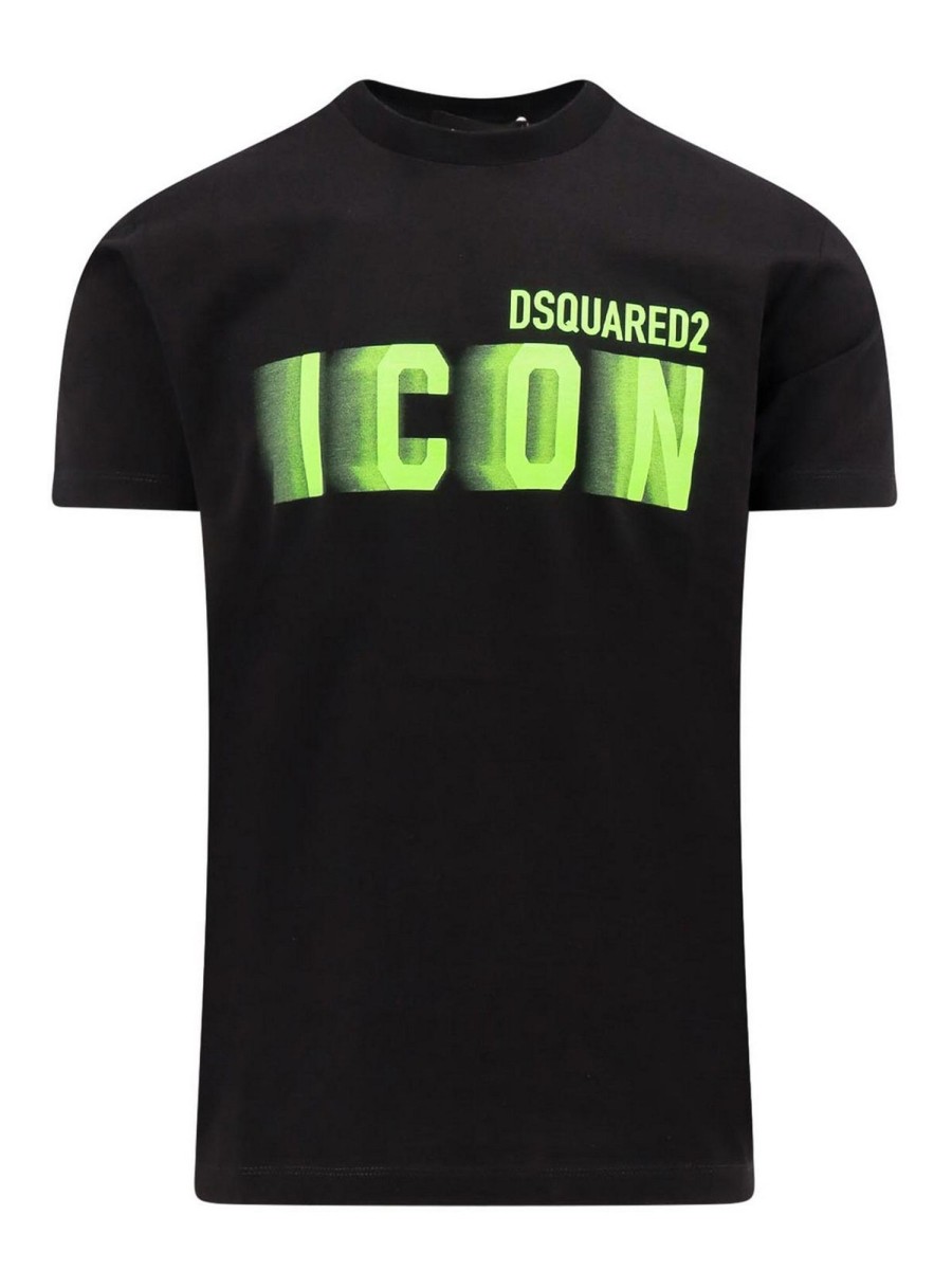 Uomo Dsquared2 | T-Shirt In Cotone Con Stampa Icon Blur