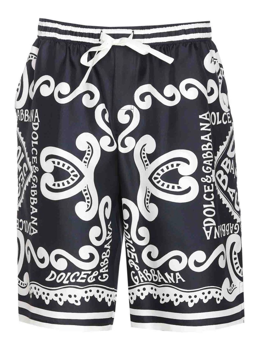 Uomo Dolce & Gabbana | Shorts Con Stampa Marina