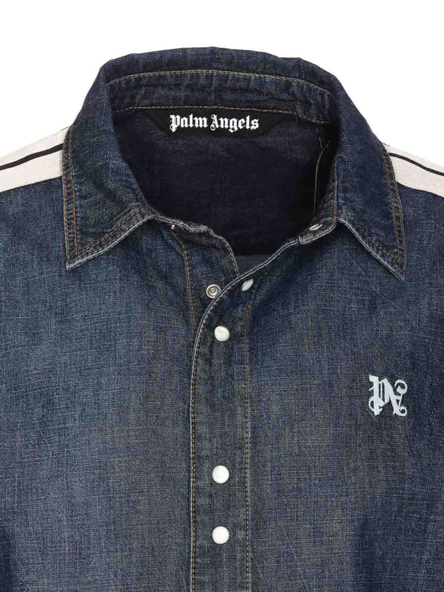 Uomo Palm Angels | Giacca Sportiva In Denim Con Monogramma