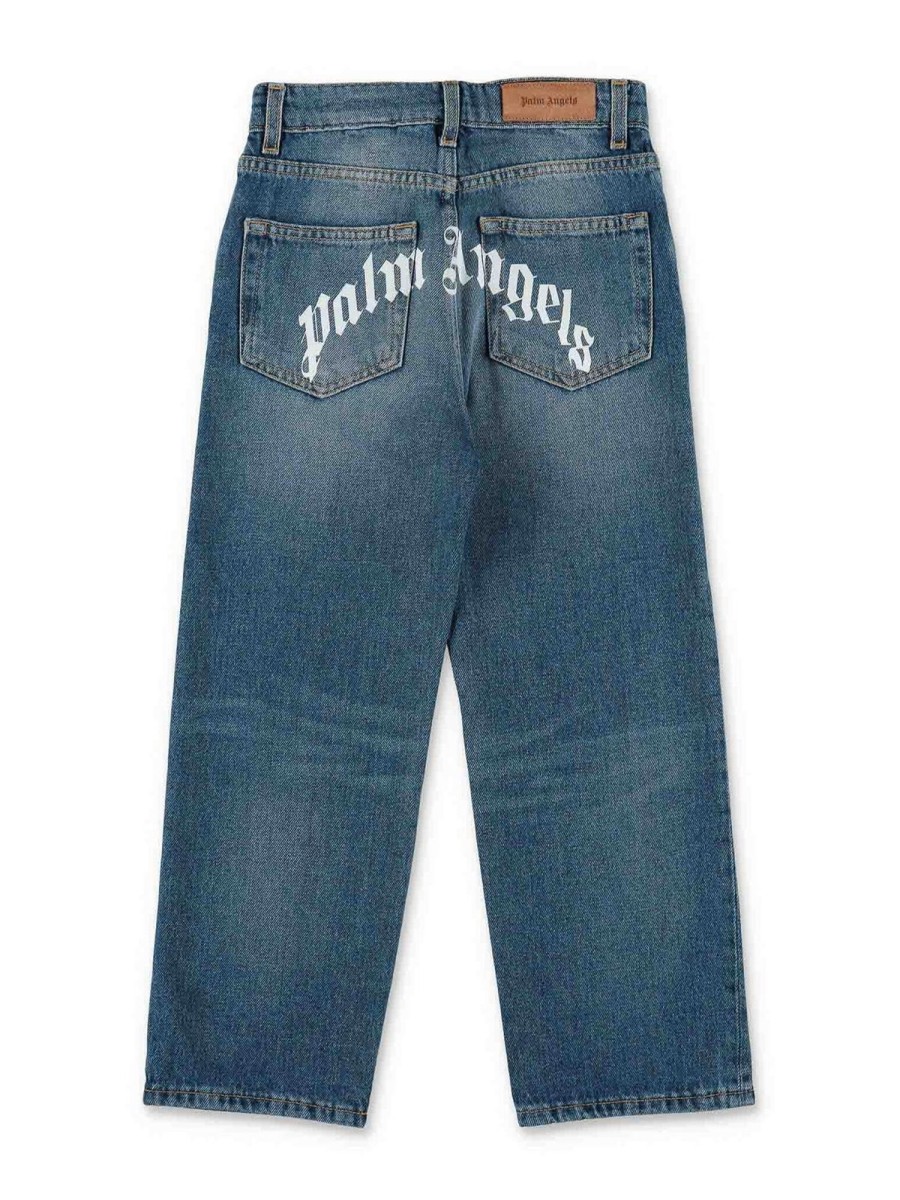 Bambino Palm Angels | Jeans Da Palm Angels In Denim Di Cotone Blu