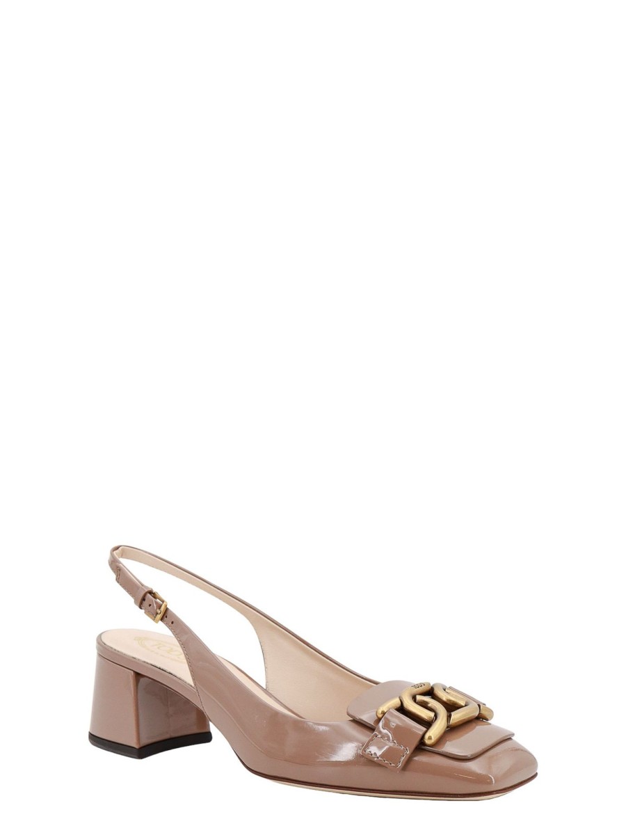 Danna Tod's | Slingback In Vernice Con Logo Frontale