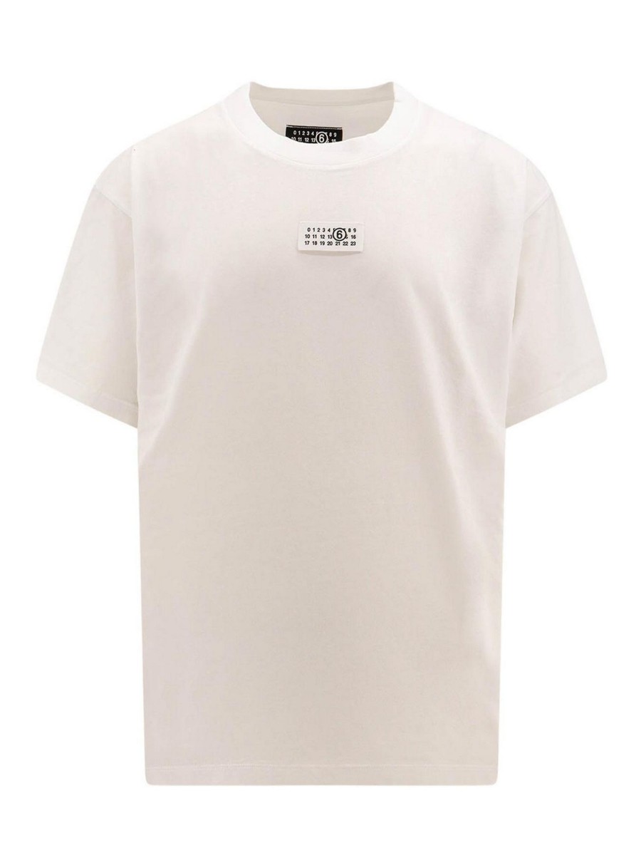 Uomo MM6 Maison Margiela | T-Shirt In Cotone Con Logo Frontale