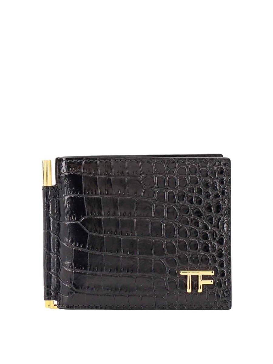 Uomo Tom Ford | Portacarte In Pelle Con Effetto Animalier