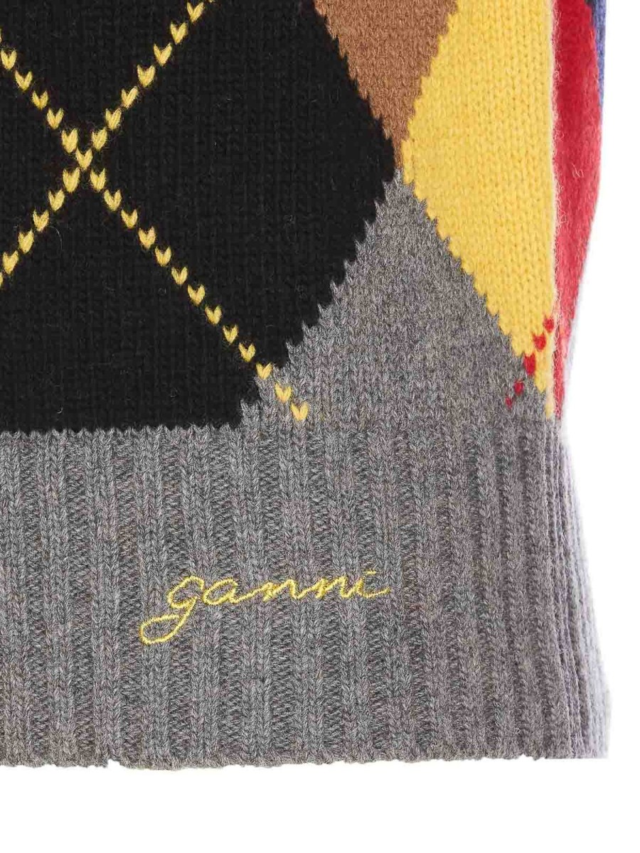 Danna Ganni | Gilet Harlequin In Maglia Misto Lana