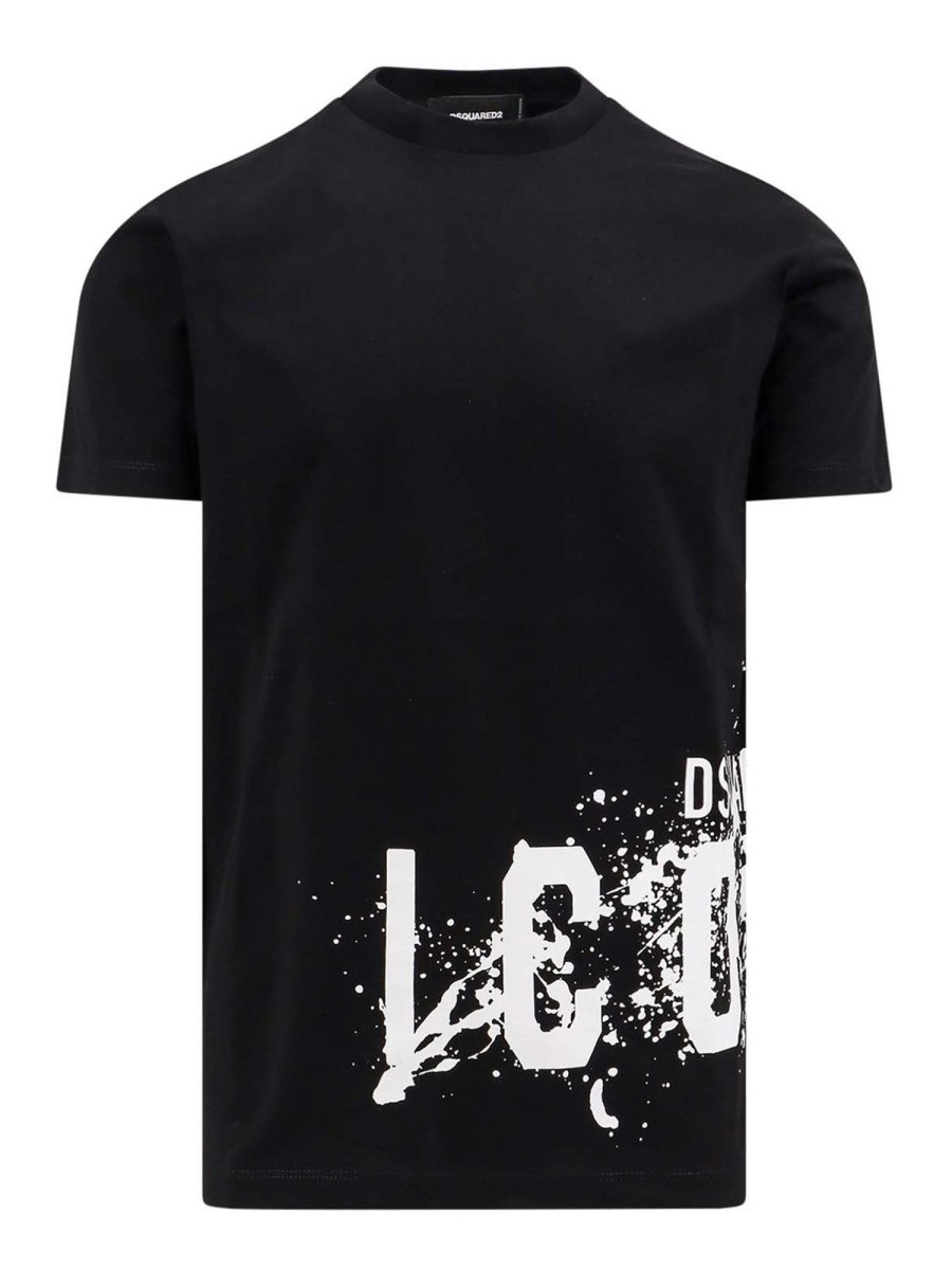 Uomo Dsquared2 | T-Shirt In Cotone Con Stampa Icona Splash