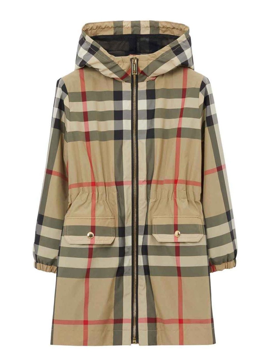 Bambino Burberry | Impermeabile Burberry A Quadri Per Bambina