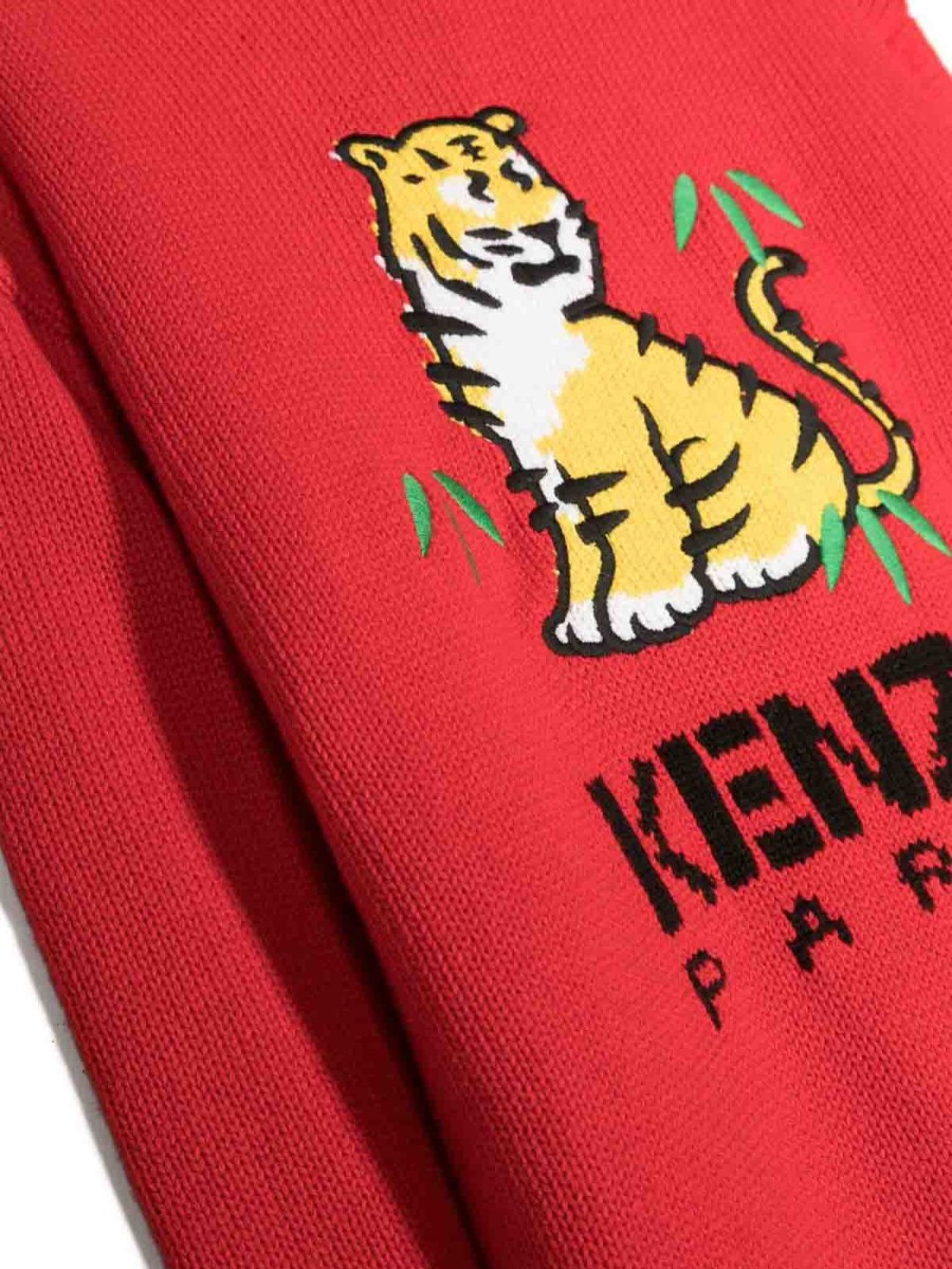 Bambino Kenzo | Abito Kenzo In Maglia Di Misto Cotone Rosso