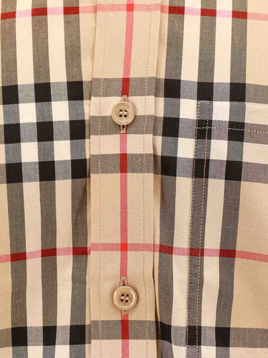 Uomo Burberry | Camicia In Cotone Con Motivo Check