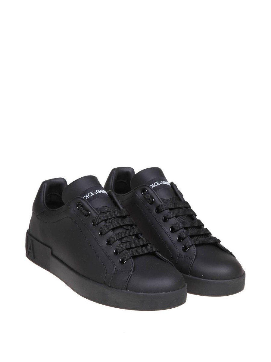 Uomo Dolce & Gabbana | Sneakers In Pelle Colore Nero