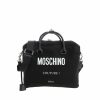 Uomo Moschino | Borsa A Mano In Tessuto Nero Con Lucchetto