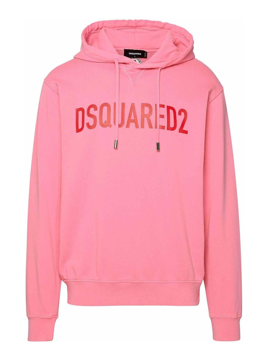 Uomo Dsquared2 | Felpa In Cotone Rosa Con Cappuccio