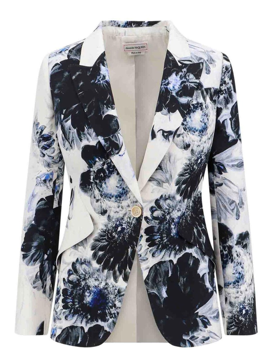 Danna Alexander Mcqueen | Blazer In Viscosa Con Stampa Chiaroscuro