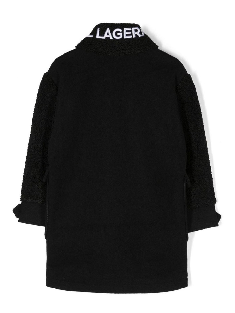 Bambino Karl Lagerfeld | Cappotto Da Di Karl Lagerfeld In Panno Nero