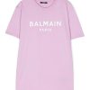 Bambino Balmain | T-Shirt In Jersey Di Cotone Lilla