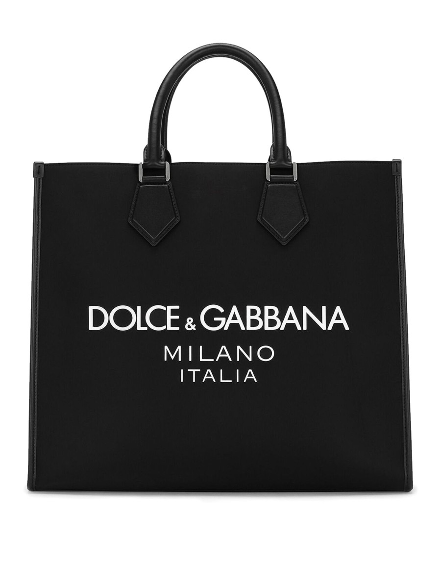 Uomo Dolce & Gabbana | Borsa In Nylon Con Logo Frontale