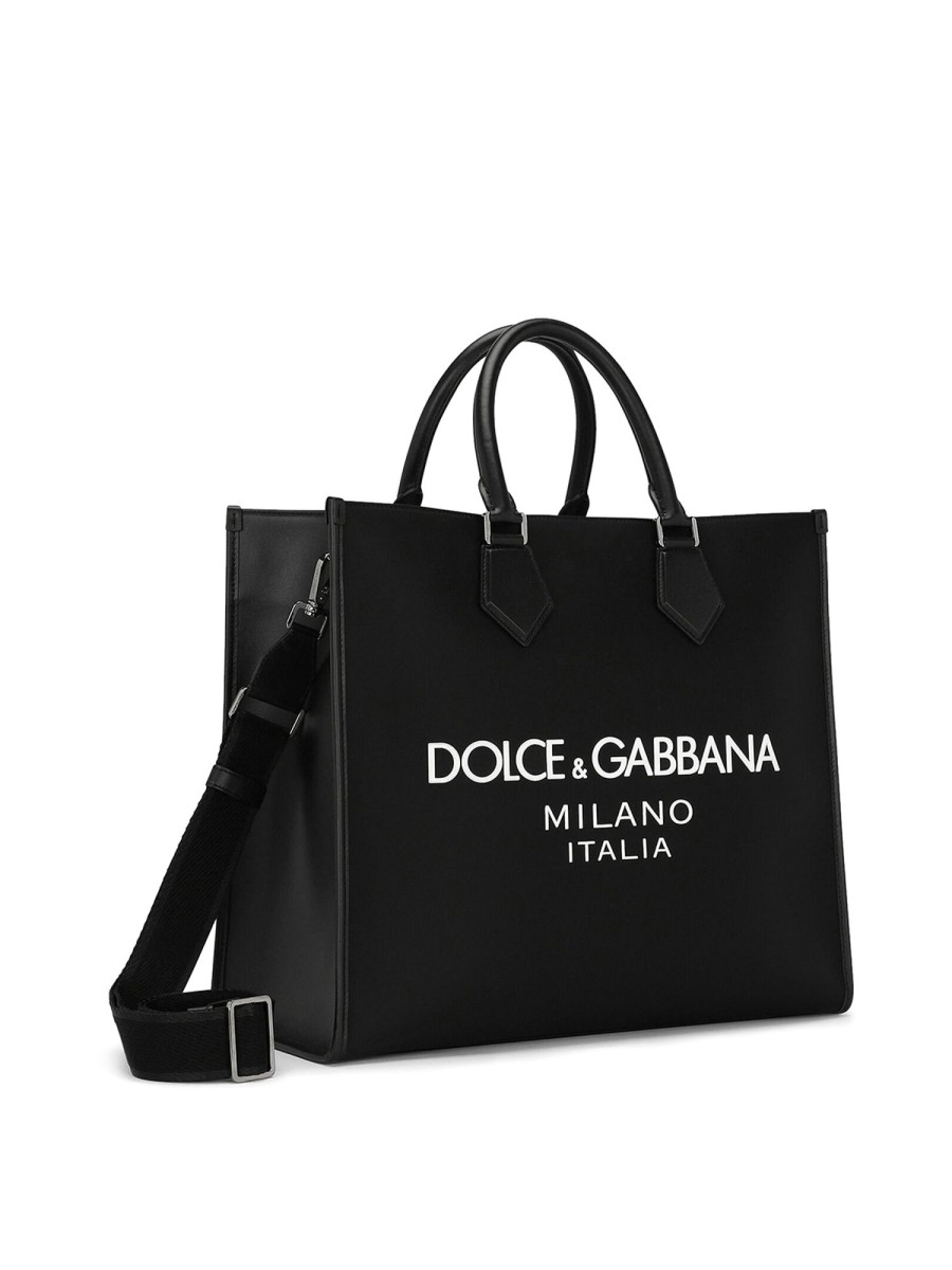 Uomo Dolce & Gabbana | Borsa In Nylon Con Logo Frontale